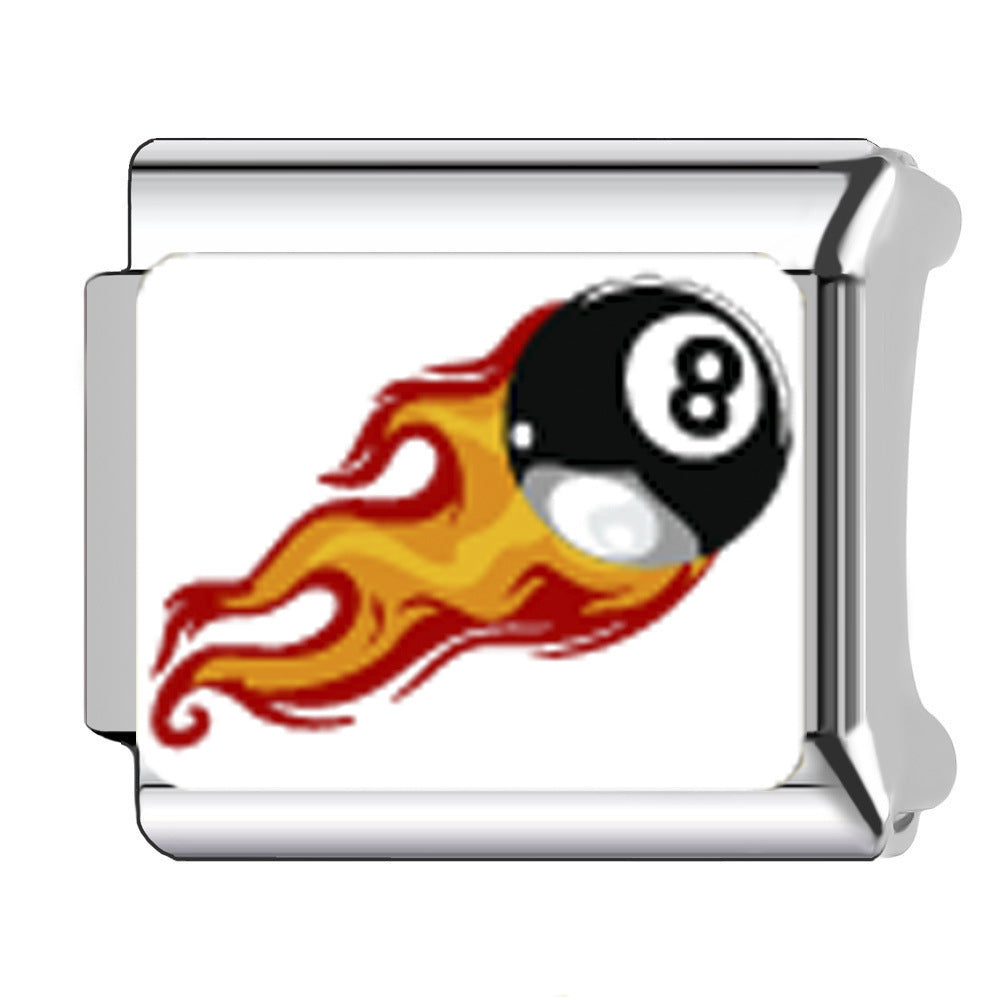 Wholesale  Italian Charm Bracelet 9mm DIY  Black 8 Flame Style  Creative Stainless Steel Composable Bracelet