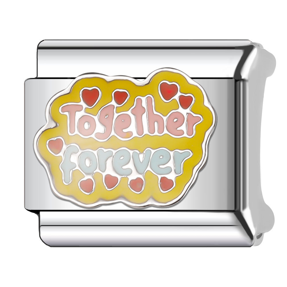 Wholesale Italian Charm Bracelet 9mm DIY Splicing Stainless Steel Wedding Couple Anniversary Cartoon Composable Bracelet