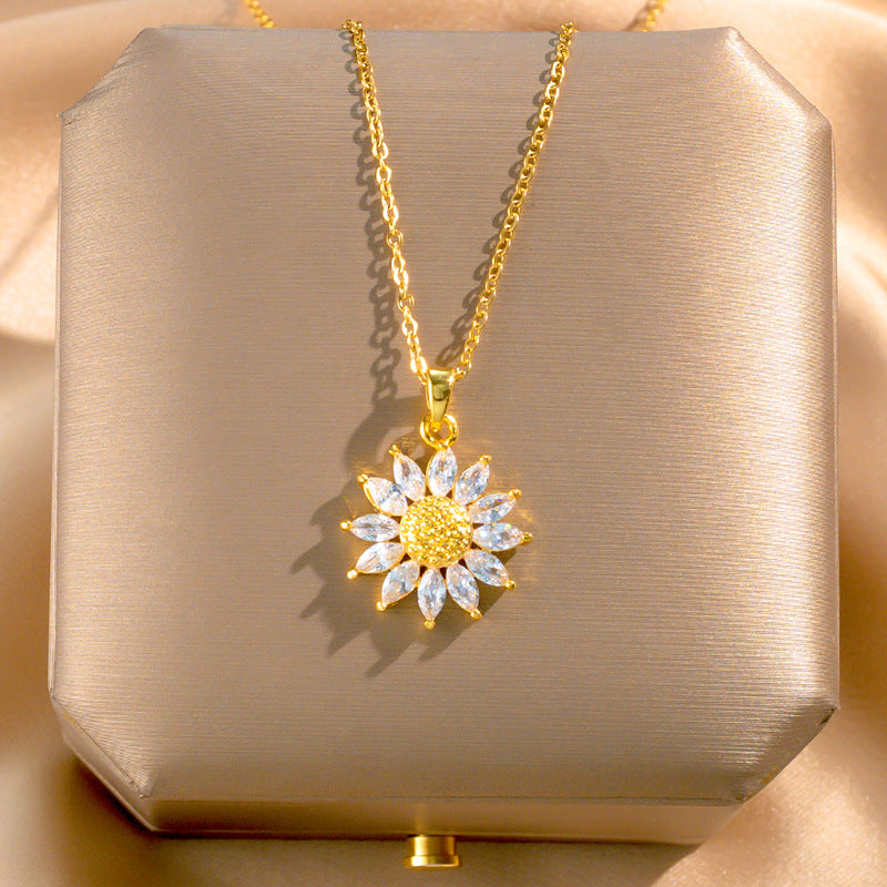 Wholesale Titanium Steel Zircon Clavicle Chain Necklace Korean Style Jewelry Accessory