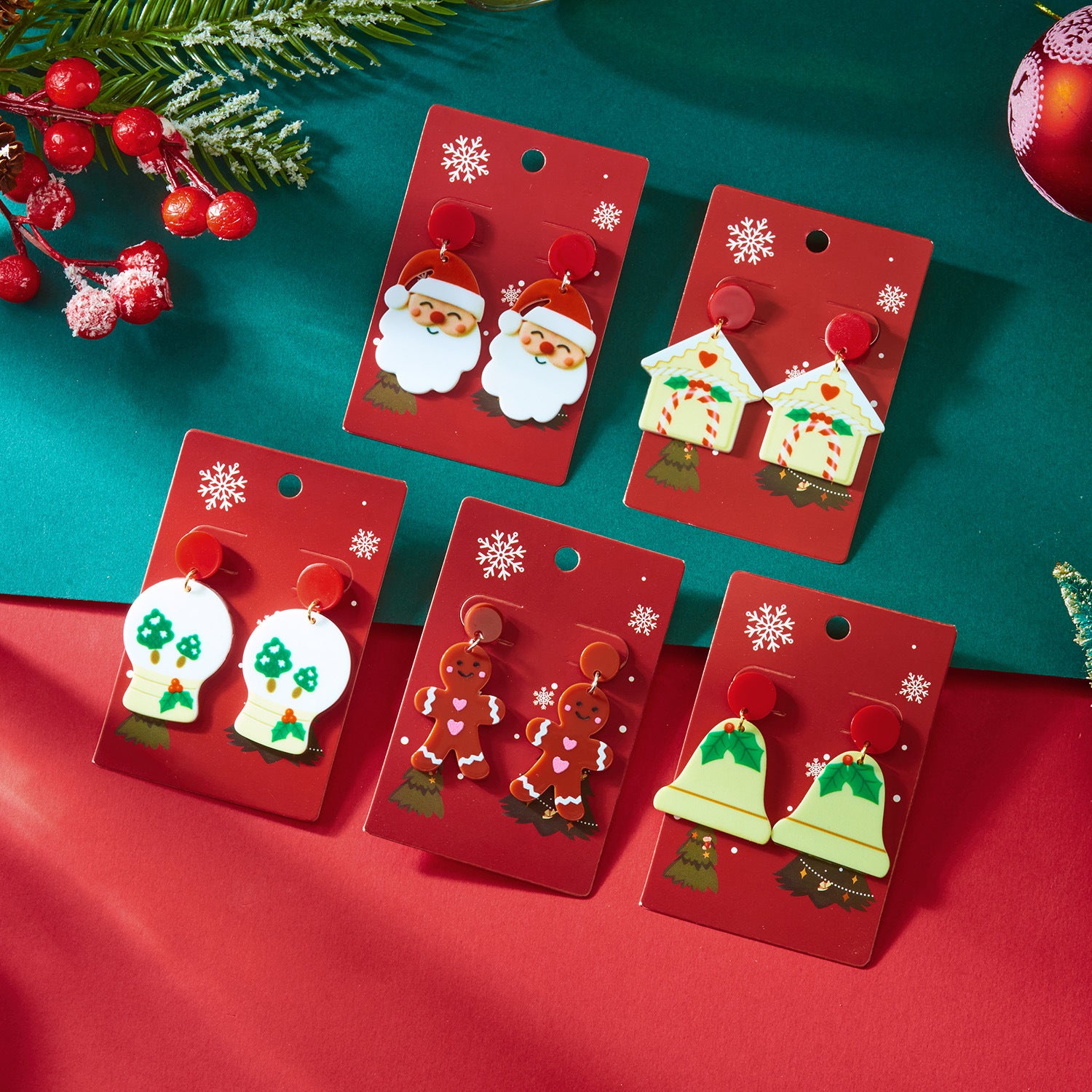 Wholesale Christmas Acrylic Colorful Christmas Tree Snowman Earrings