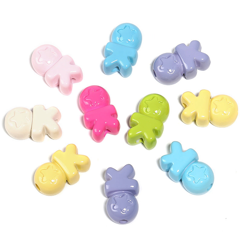 Wholesale 100pcs Candy Color Five-pointed Star OK Letter Beaded Cartoon Gingerbread Man Acrylic Diy ACC-BDS-BLG115