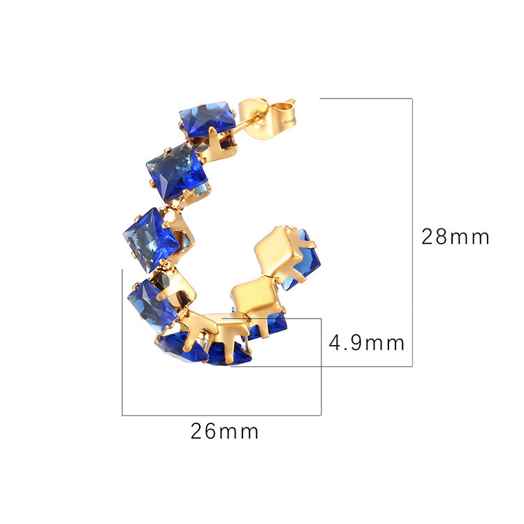Wholesale Square Claw Zircon Earrings Stainless Steel Jewelry Accessory