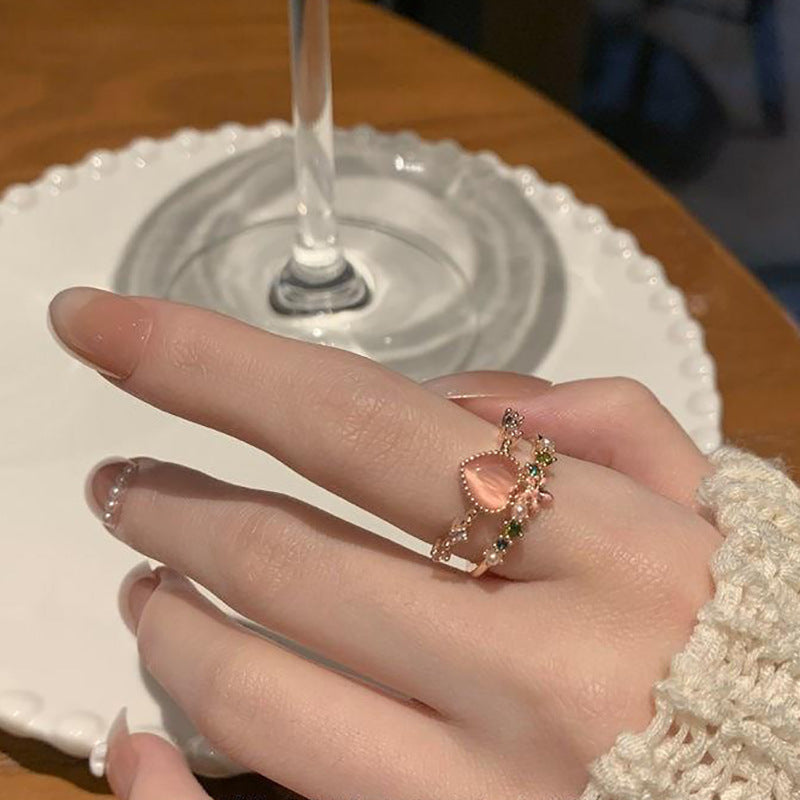 Wholesale  Moonstone Inlay Ring Light Luxury  Ring