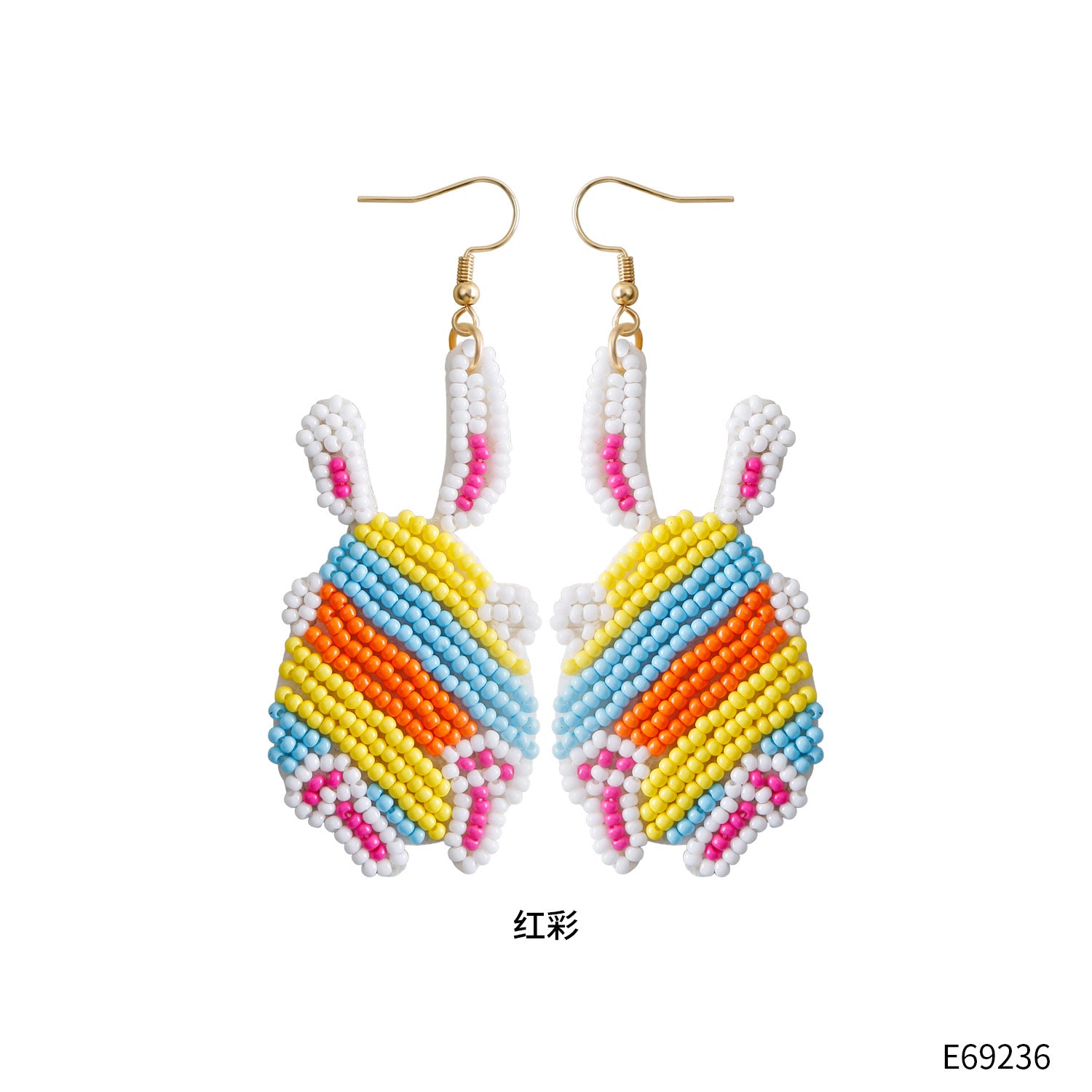 Wholesale Cartoon Cute Rabbit Easter Rice Bead Earrings