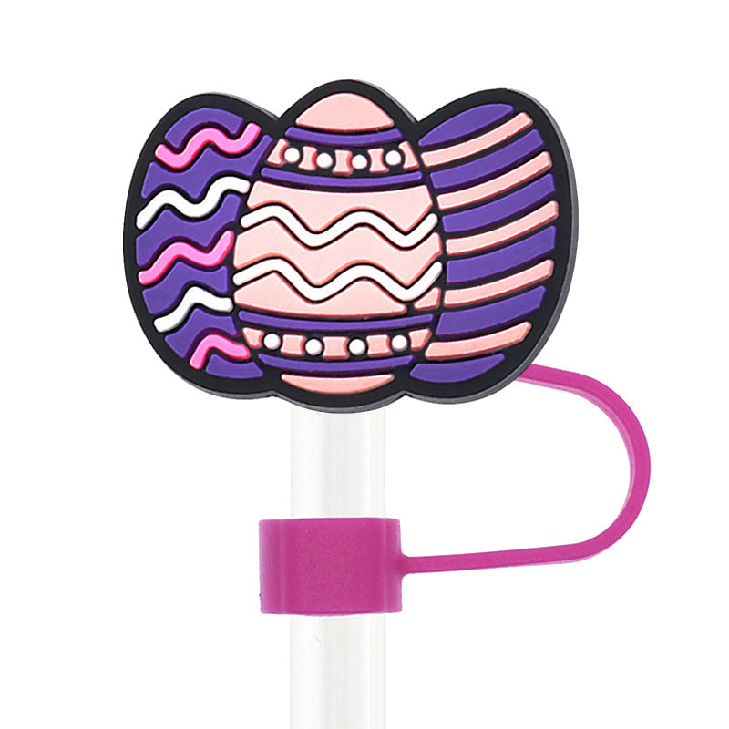 Wholesale Random 100pcs Easter 10mm PVC Soft Straw Tube Cap ACC-SCR-RYY088