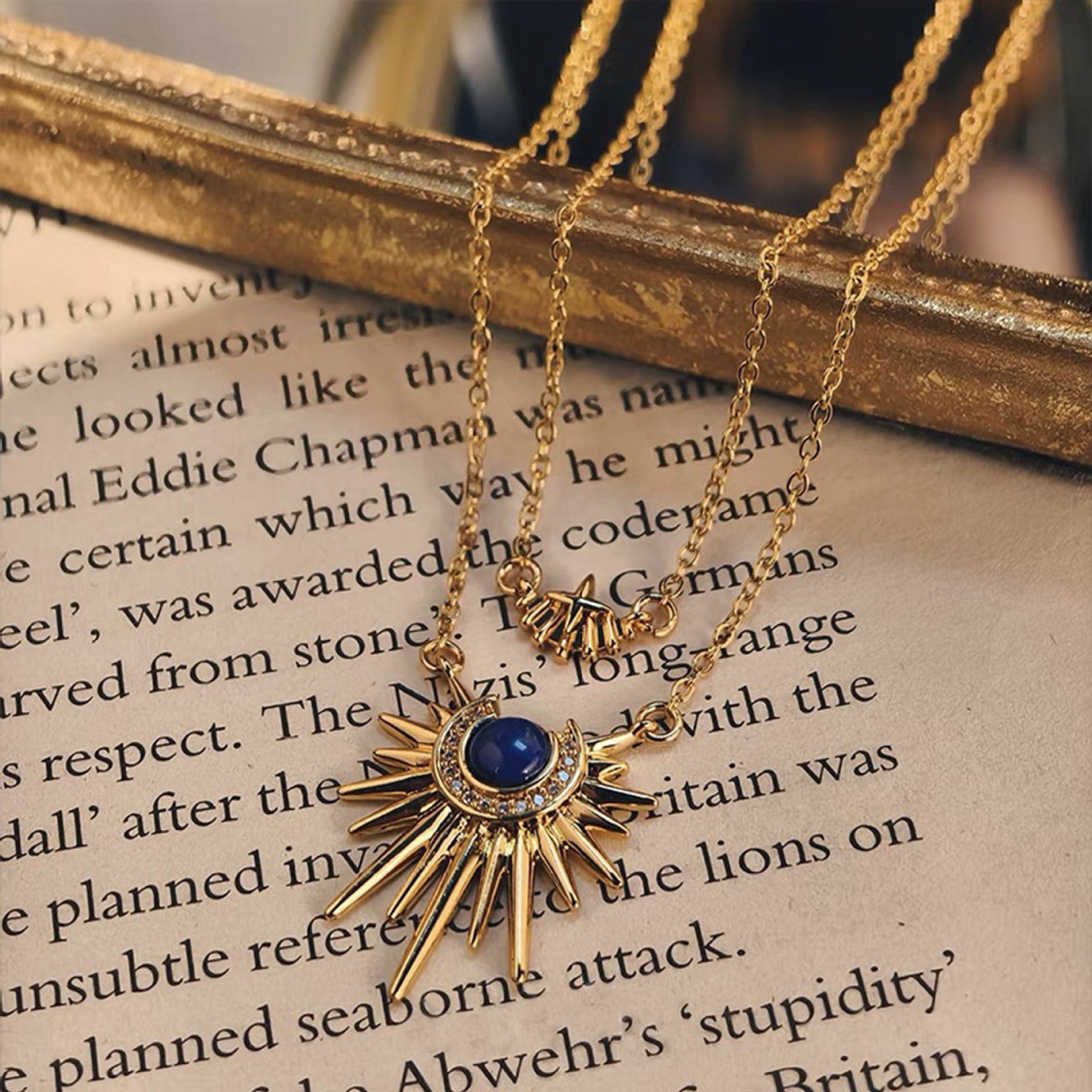 Wholesale Geometric Sun-ray Pendant Personality Brazilian Mia Style Double-layer Stacked Diamond Clavicle Chain