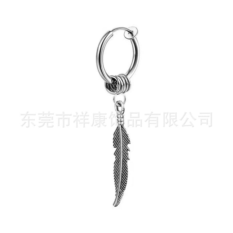 Wholesale Stainless Steel Round Wire Dragon Pattern Earrings