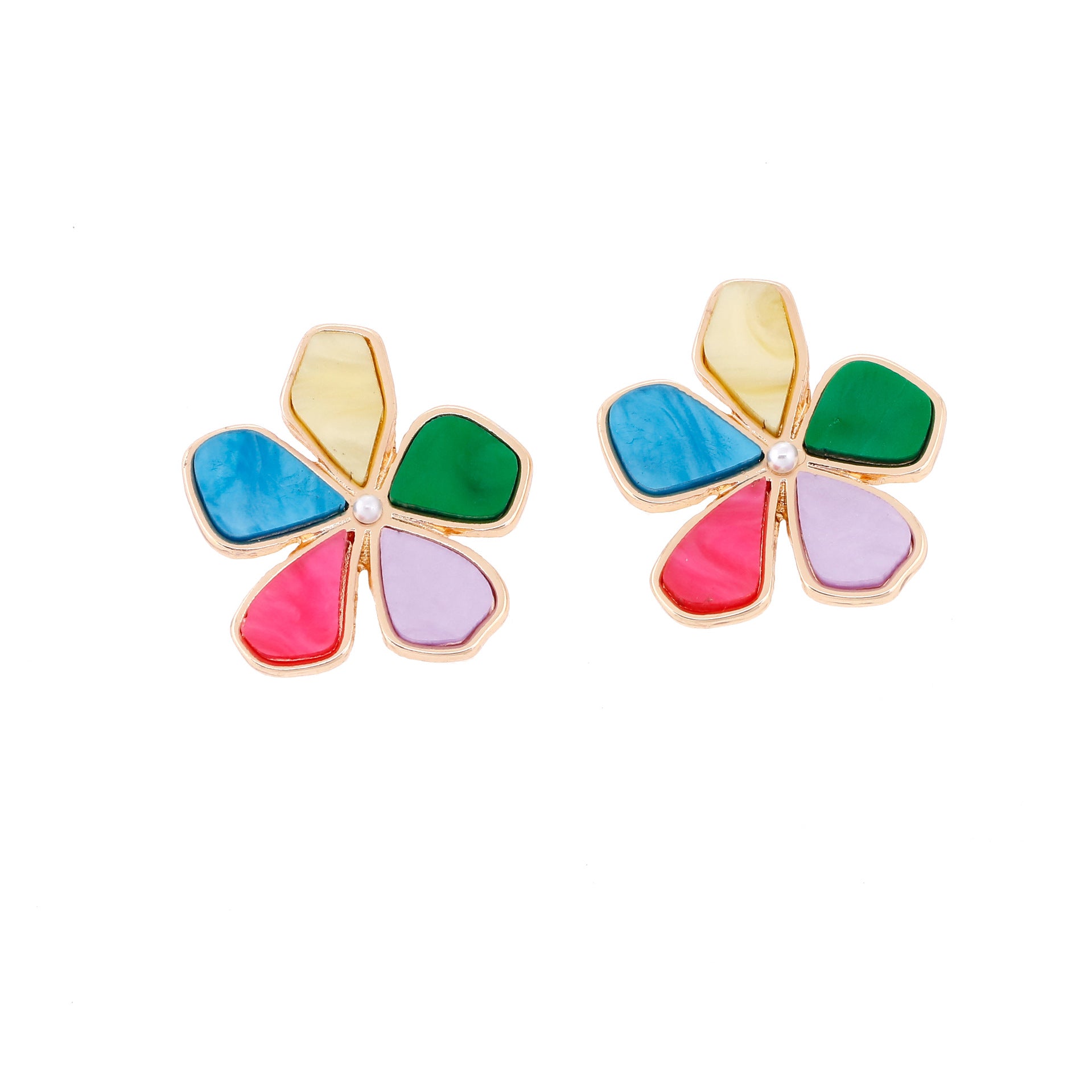 Wholesale Mint Color Glue Dropping Sweet Flower Earrings