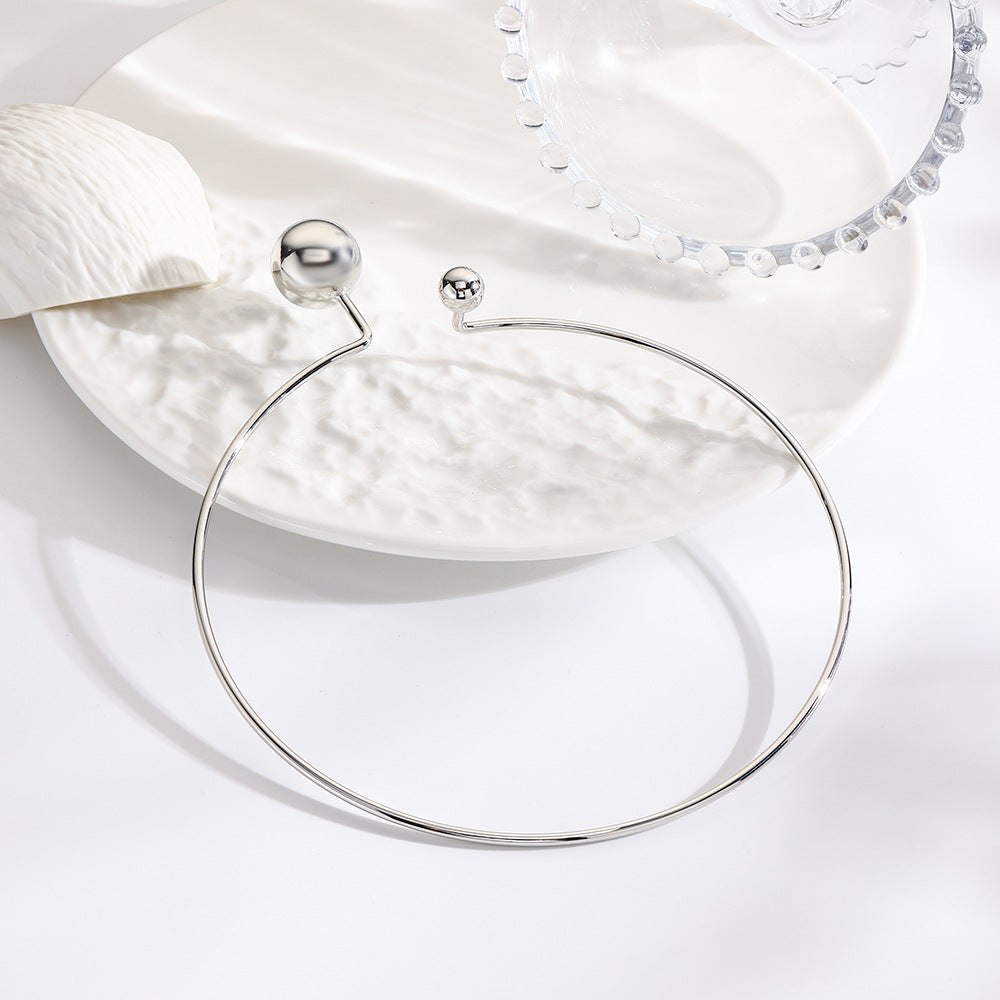 Wholesale  18K Gold Hollow Round Bead Open Collar Charm Bracelet