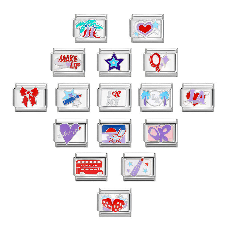 Wholesale Italian Charm Bracelet 9mm DIY Splicing Creative Pattern Stainless Steel Composable Bracelet