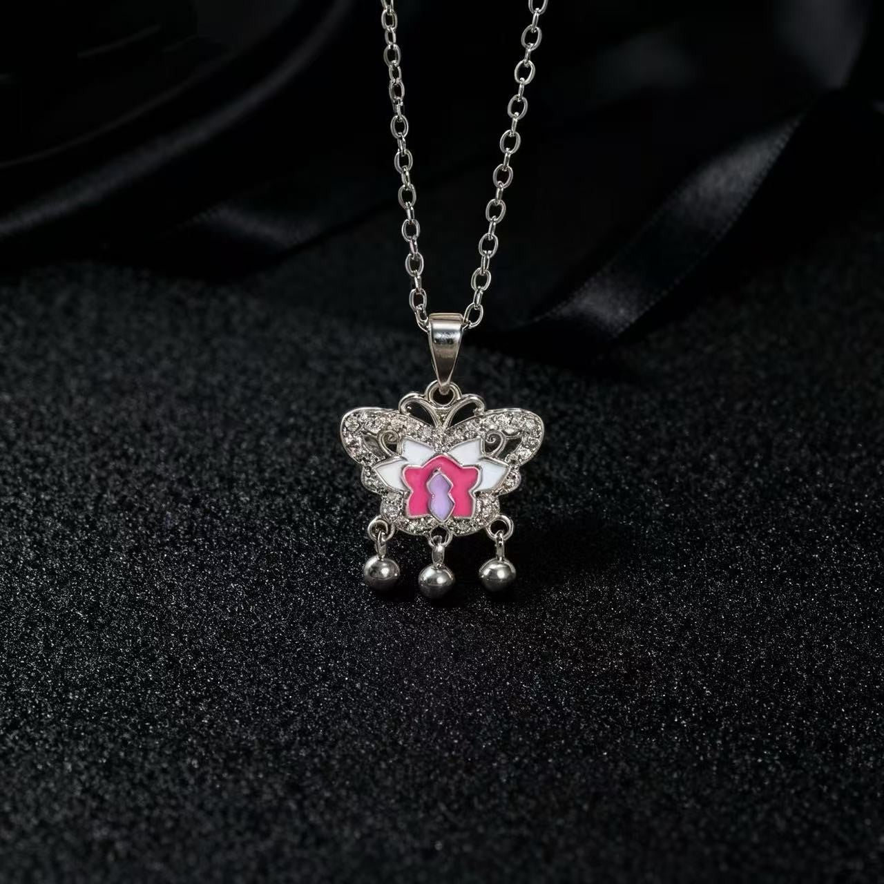 Wholesale Copper Butterfly Choker With Colorful Zircon Pendant Korean Style Trendy Fashion Accessory For Women
