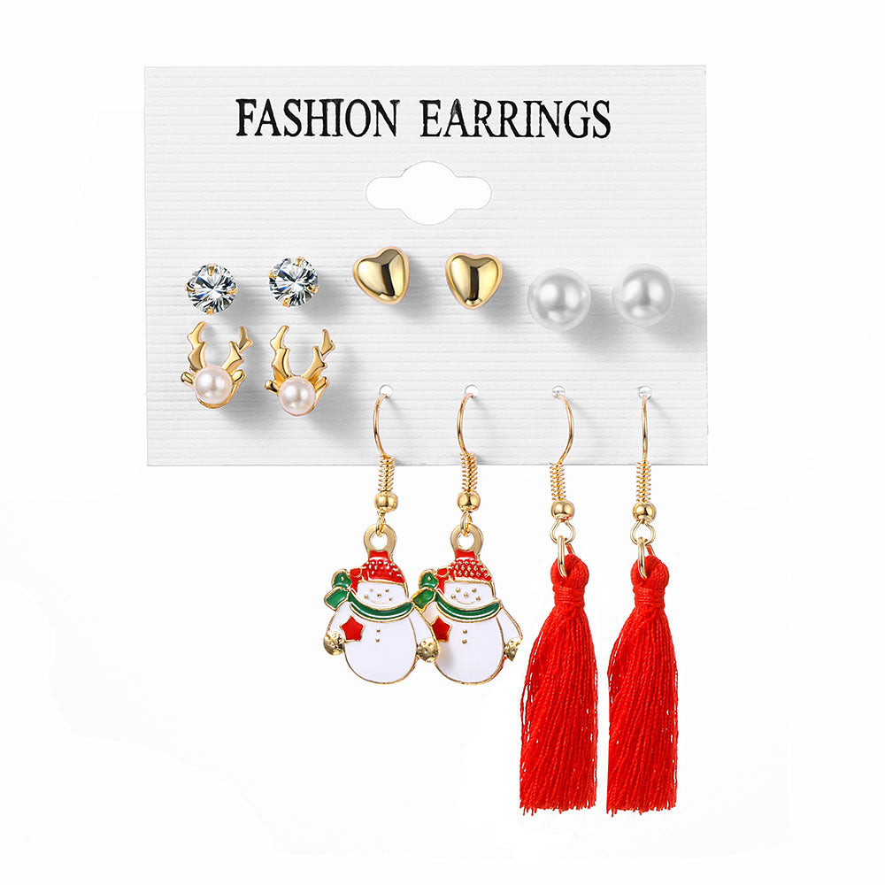 Wholesale Christmas Bell Elk Earrings Six-piece Set ACC-ES-Anduo003