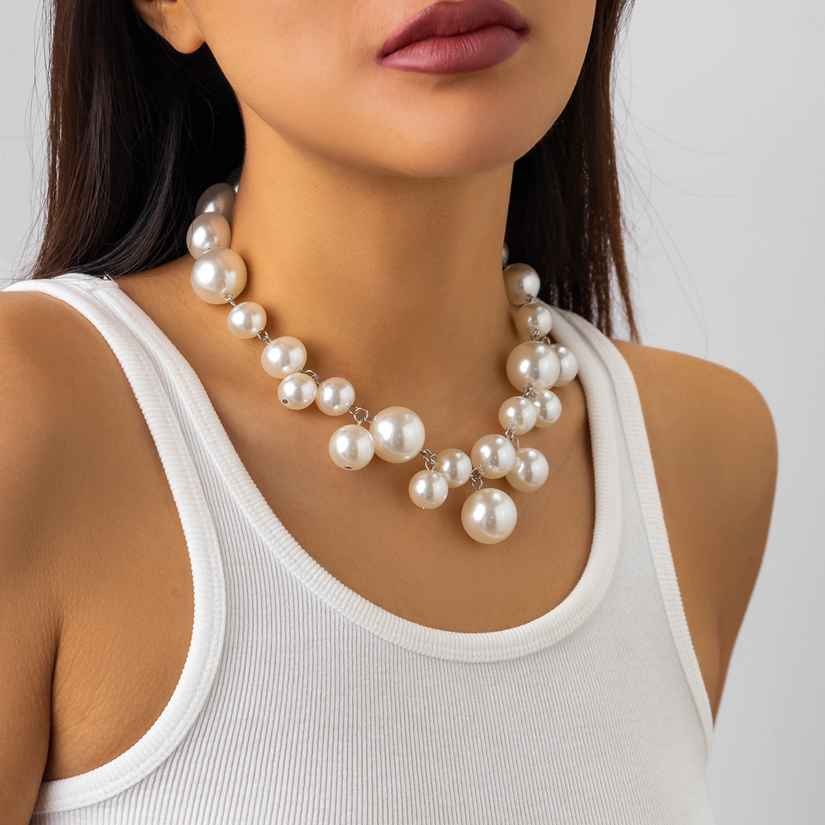 Wholesale Creative Handmade Ball Beads Pearl Tassel Necklace Pearl Necklace ACC-NE-KunJuan001