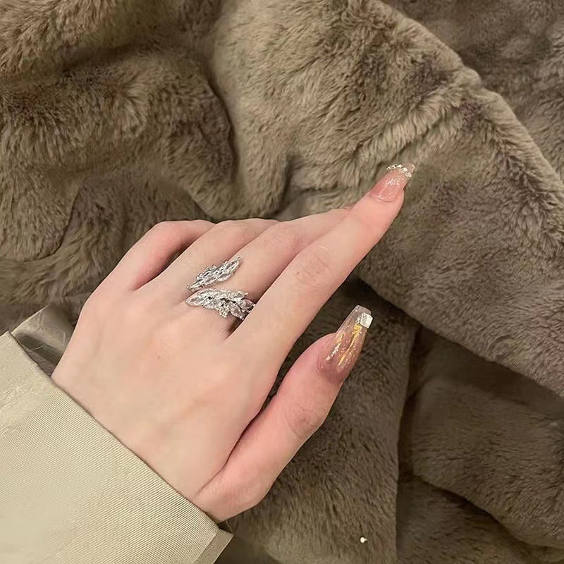 Wholesale Full Diamond Horse Eye Butterfly Zircon Retro Diamond  Adjustable Opening Ring