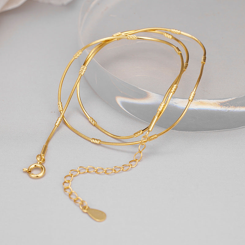 Wholesale 925 Sterling Silver Fashion Simple Geometric Flower Tube Chain