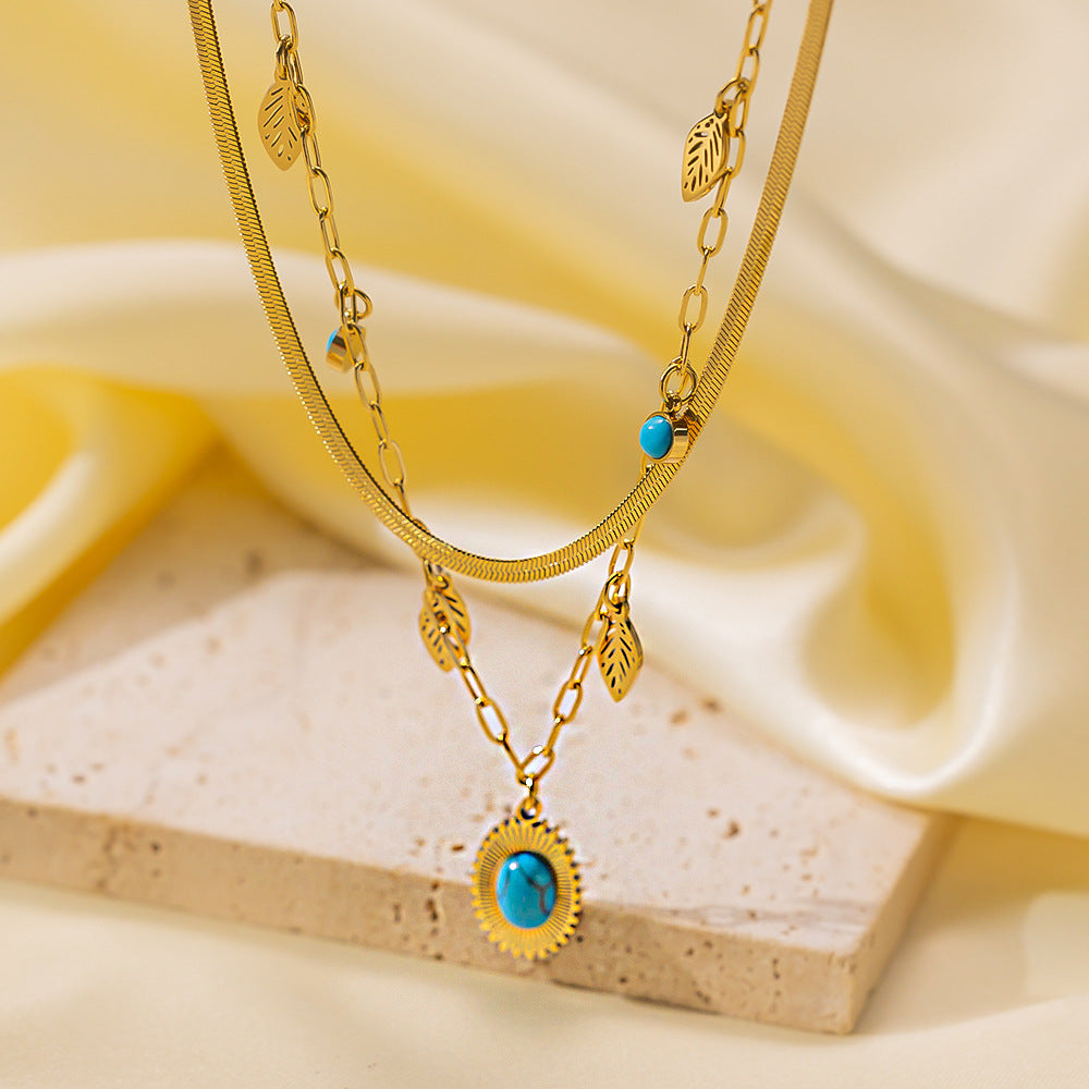 Wholesale Retro Irregular Titanium Steel Necklace Plated 18K Gold Multi-layered Necklace Gold Plated Necklace ACC-NE-Tais004