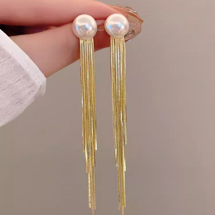 Wholesale Pearl Long Tassel Earrings
