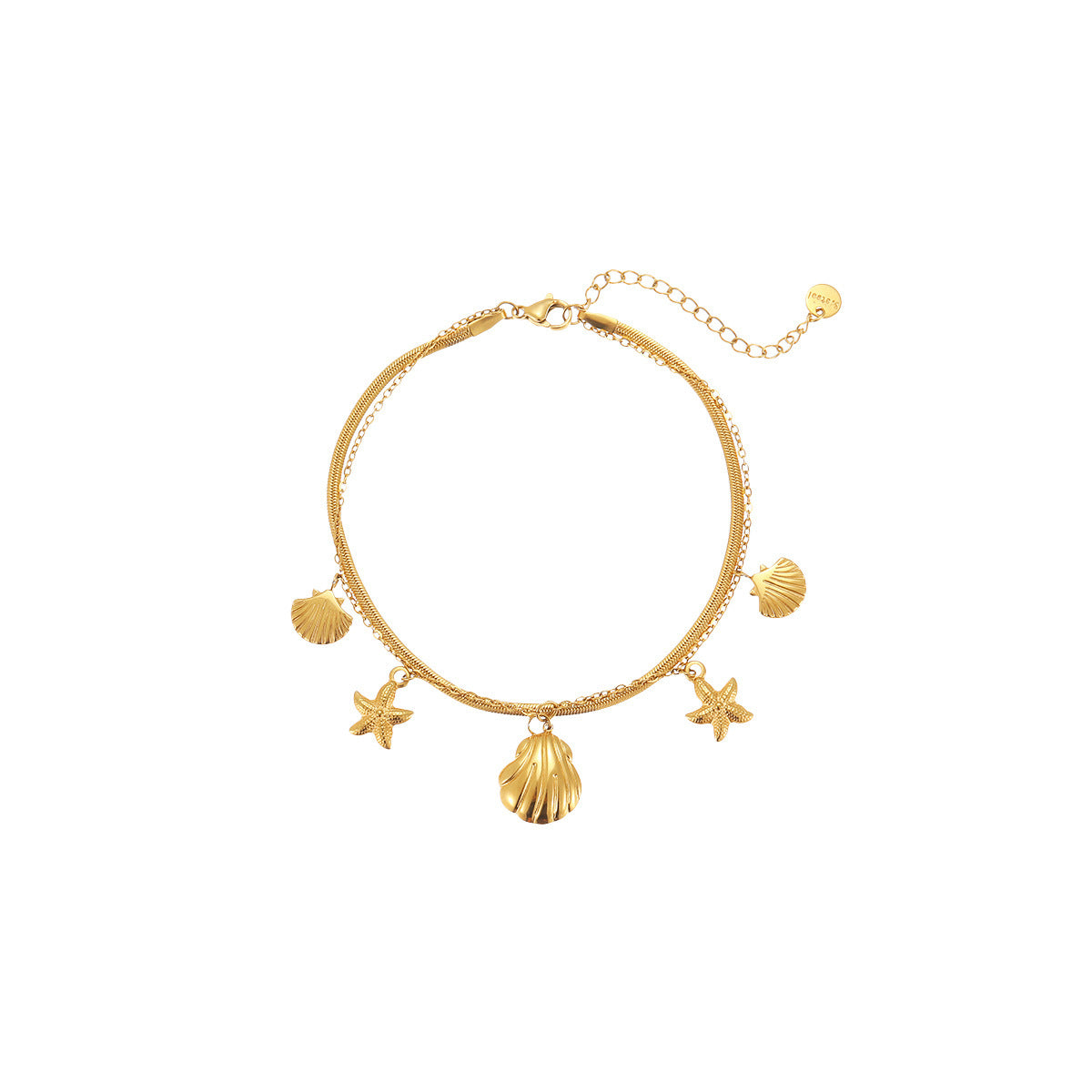 Wholesale Ocean-style stainless steel starfish shell heart anklet