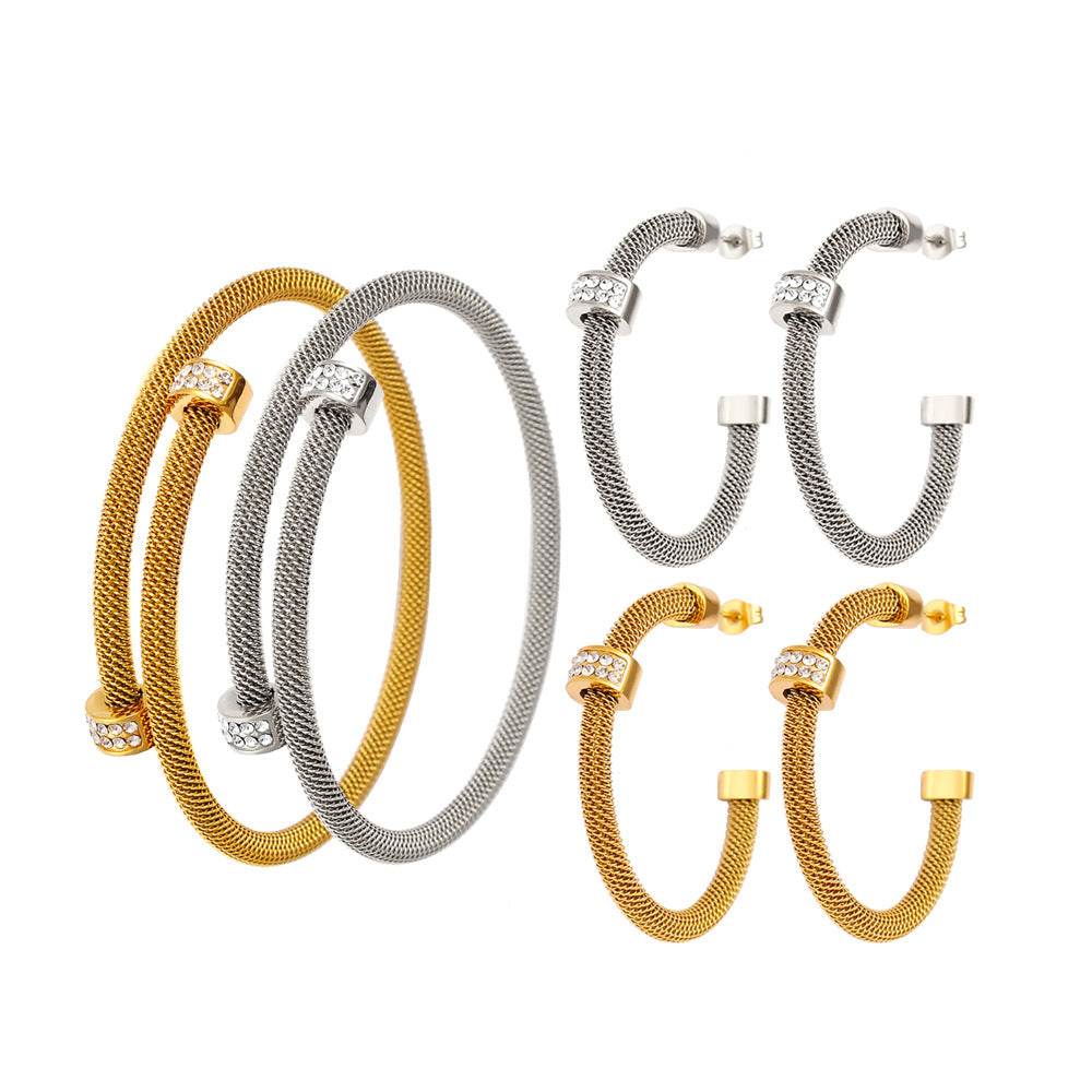 Wholesale Stainless Steel Open Bracelet C Shape Earrings ACC-BT-Yueshi007