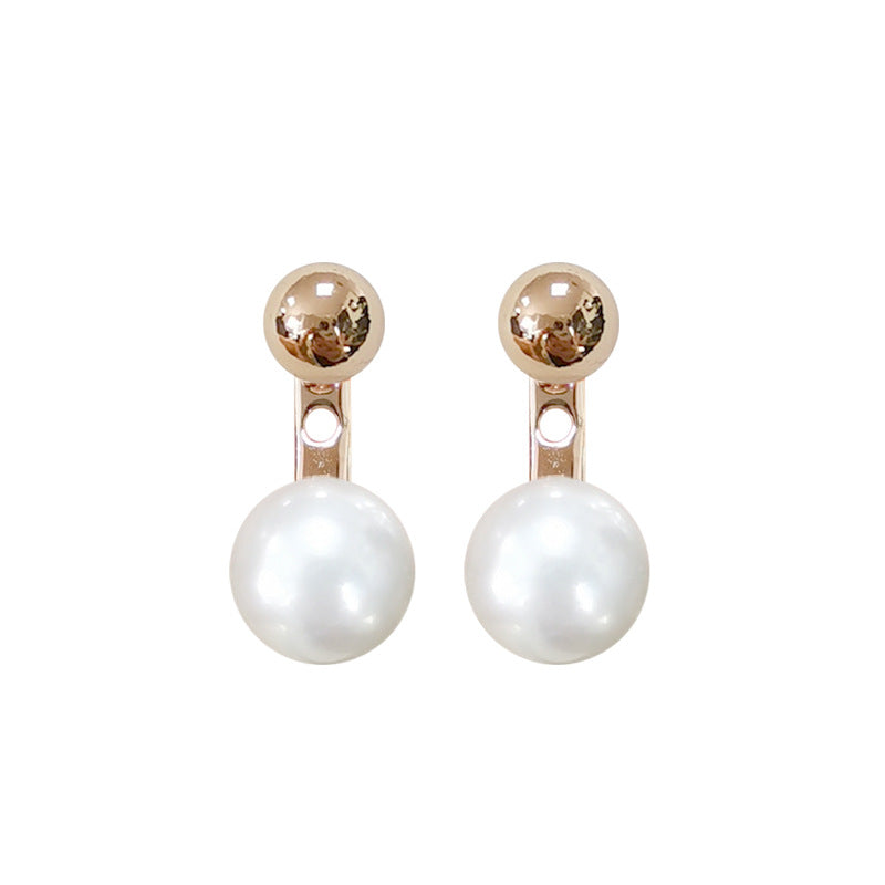 Wholesale Korean Style Back Hanging Pearl Earrings Platinum Plated - Fashion Accessory for Boutique Resale and Party