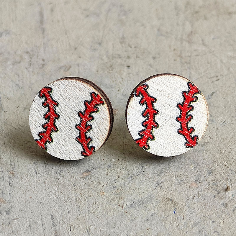 Wholesale Event sports jewelry heart-shaped Sports Baseball earrings