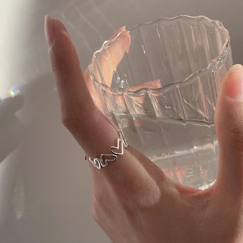 Wholesale Minimalist Hollow Heart Ring  Luxury  Open Ring