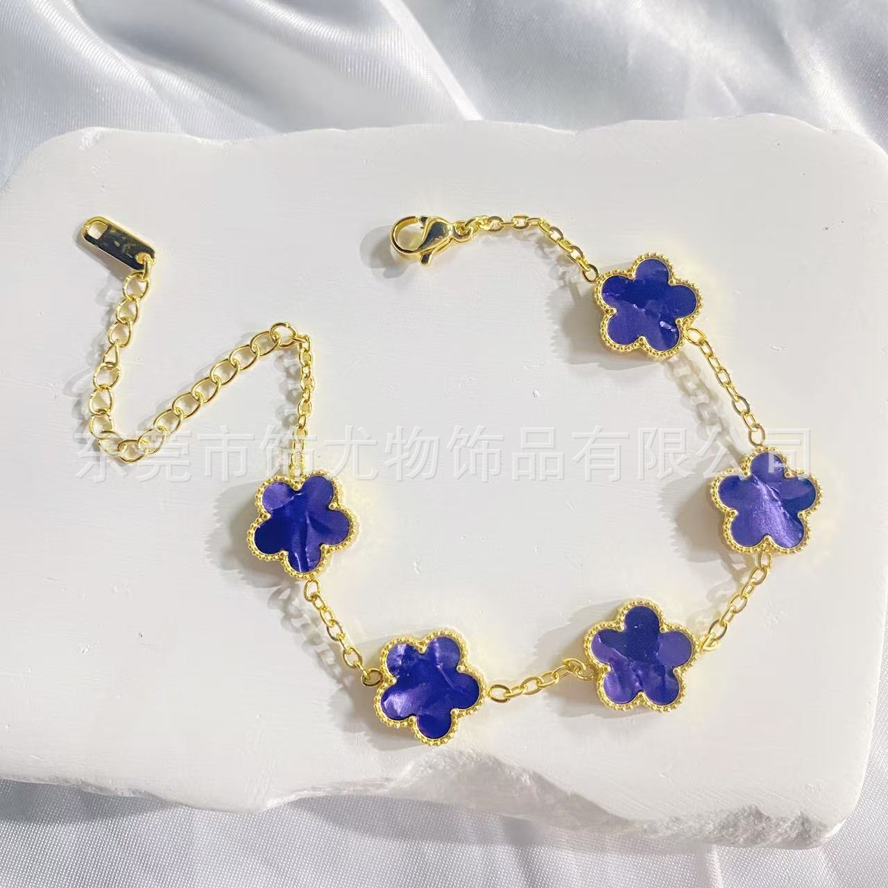 Wholesale Titanium Steel Five-Leaf Clover Bracelet Colorful European American Style Fashion Jewelry Accessory