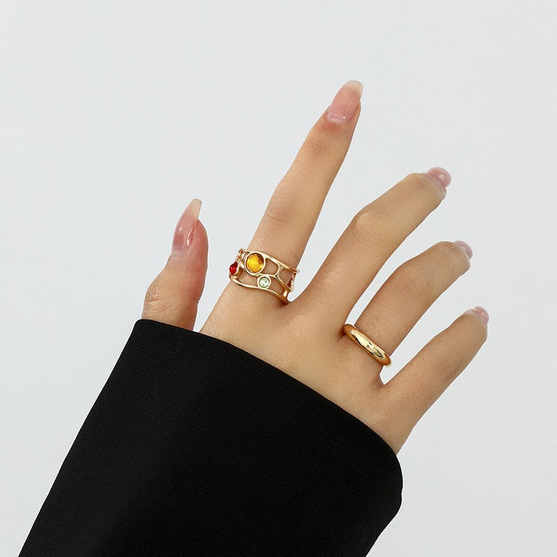 Wholesale  liquid lava flower open ring