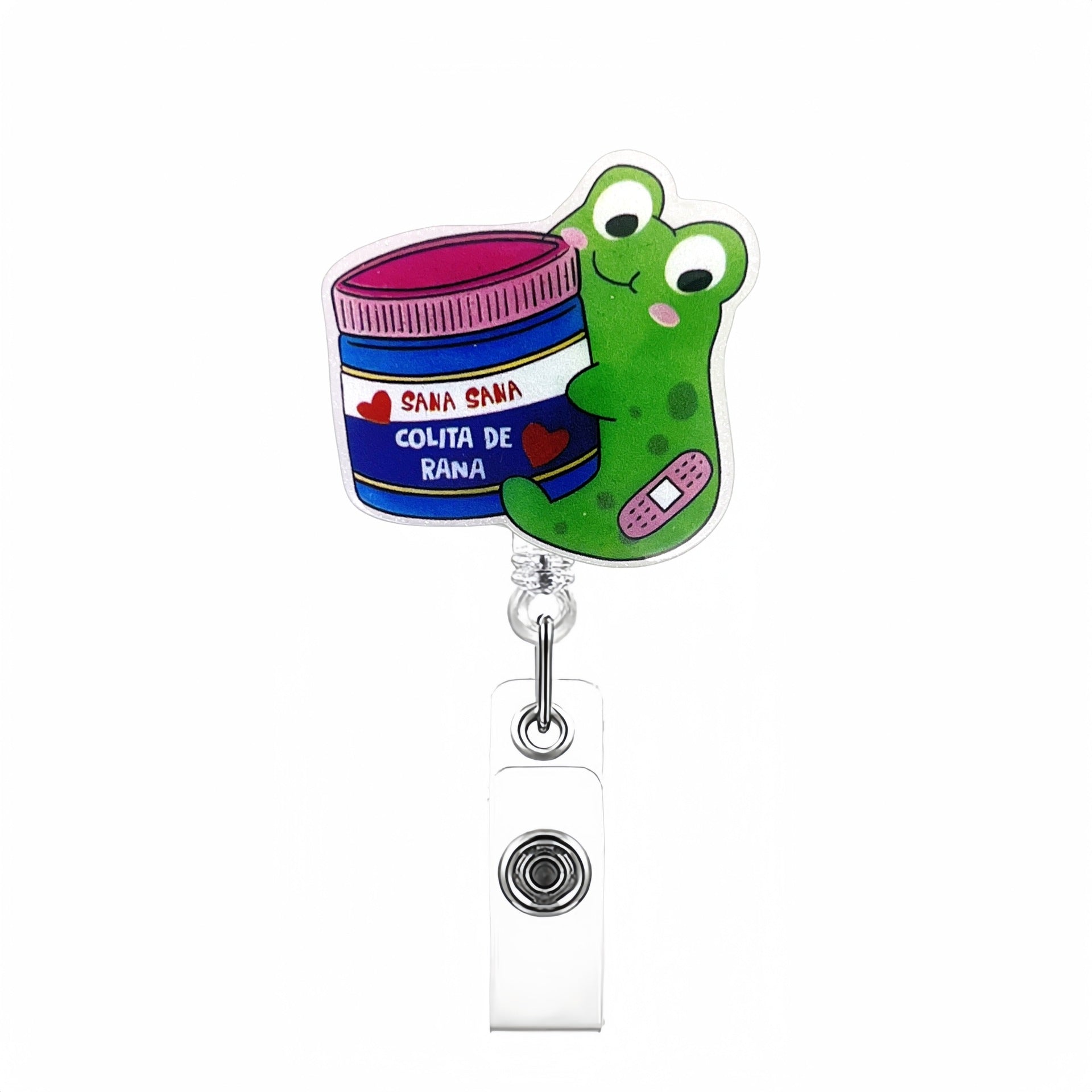 Thème animal en gros acrylique rétractable enroule des badges de trousseau rétractable