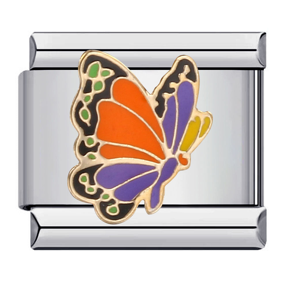 Wholesale Colorful Butterfly Italian Charm Bracelet DIY Stainless Steel Jewelry Accessory for Resale
