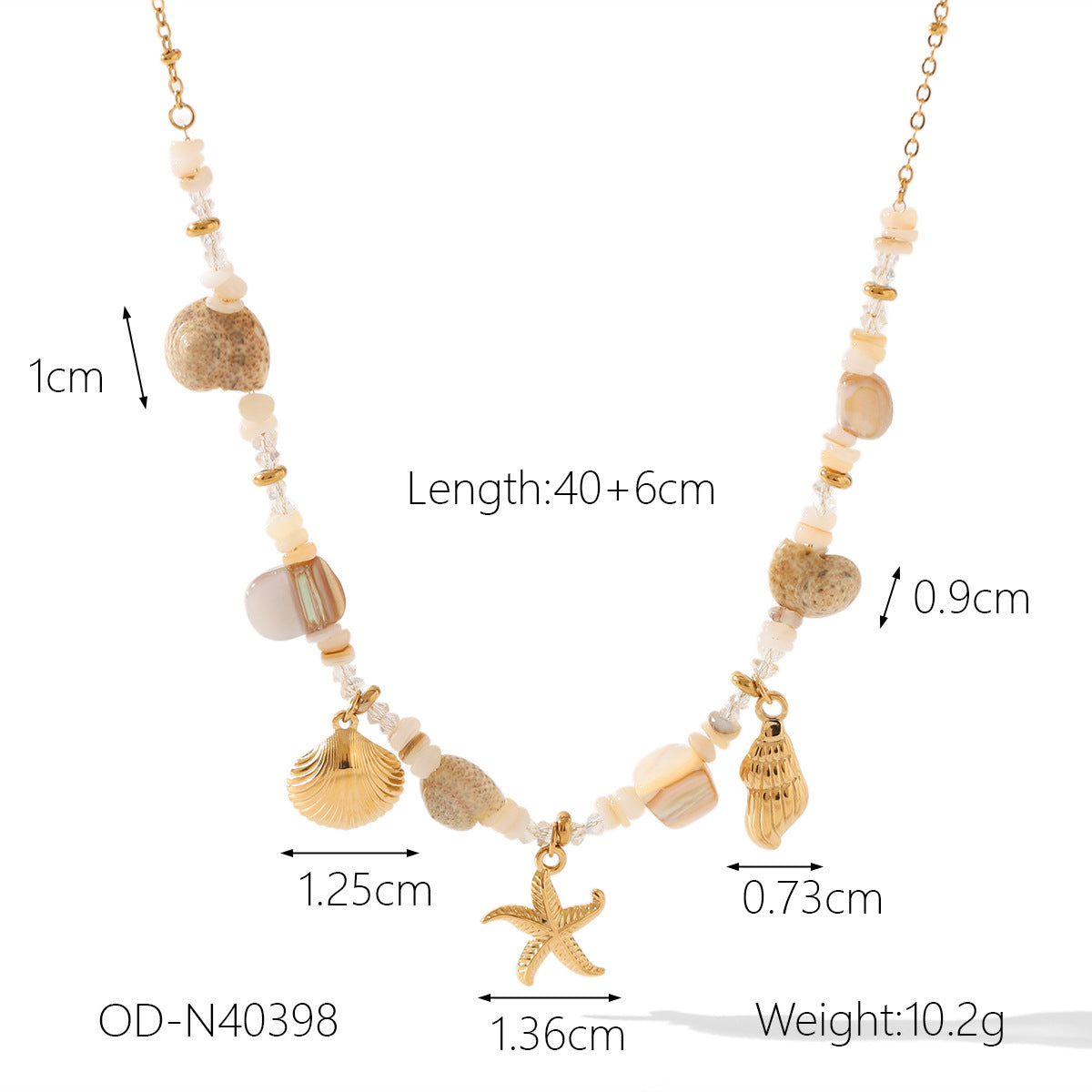 Wholesale Summer Beach Bohemian Design Starfish Shell Stitching Titanium Steel Necklace