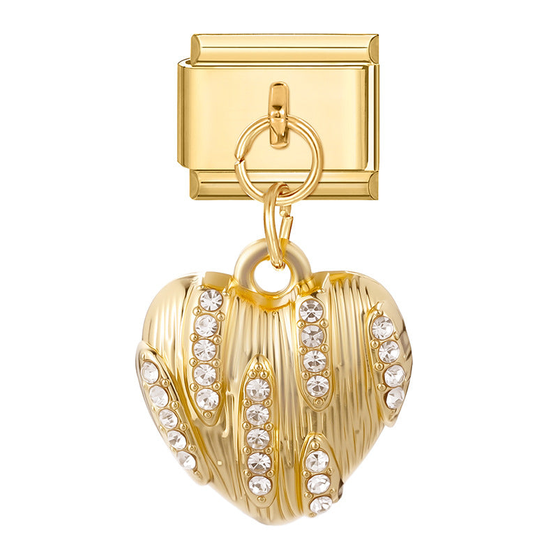 Bracelet de charme italien en gros 9 mm de bricolage d'épissage en or et en diamant blanc bracelet composable en acier inoxydable