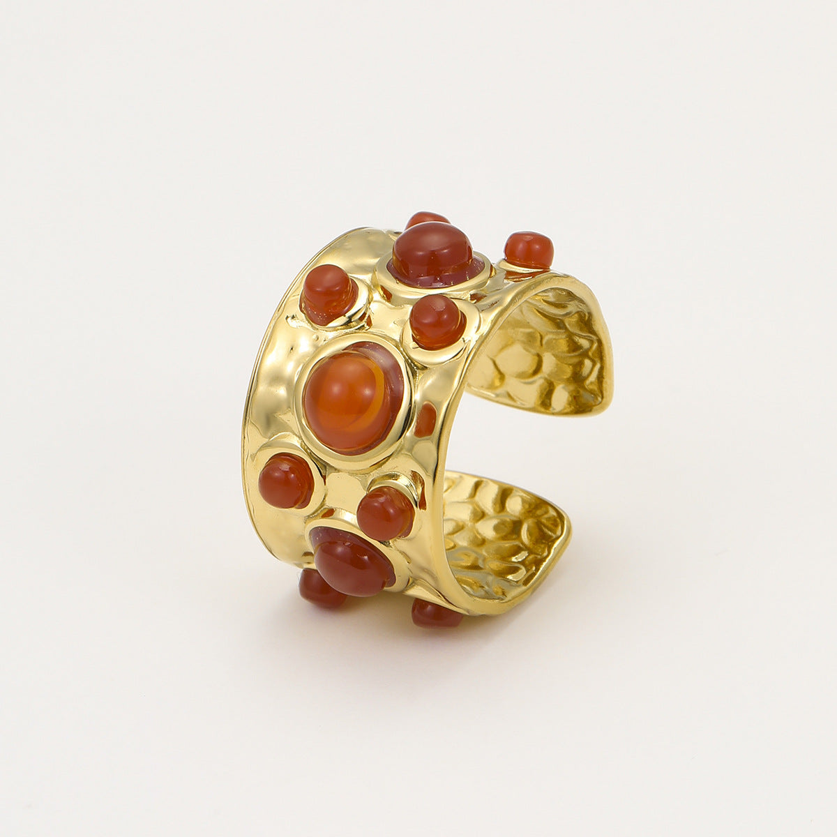 Wholesale  Multi-gem Opening Ring Retro Stainless Steel Rings