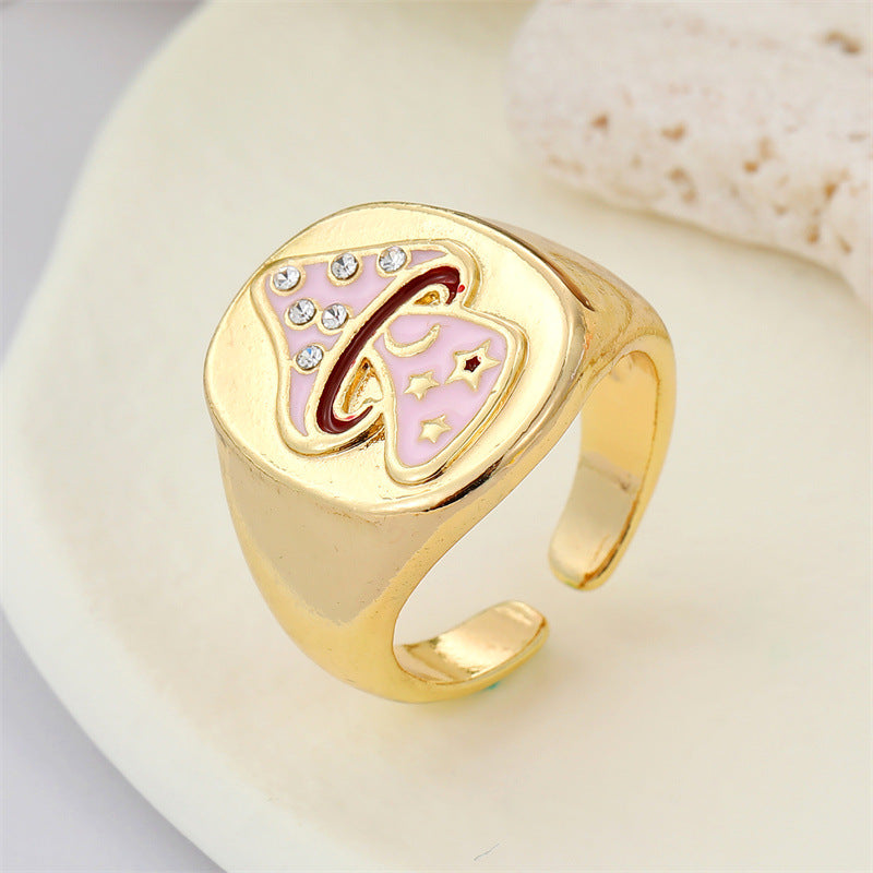 Wholesale Punk Style Rhinestone Heart Ring Geometric Women S Fashion Jewelry Party Accessory