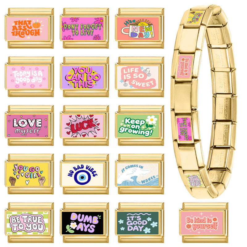 Wholesale 9mm Italian Charm Starter Bracelets DIY Letters Stainless Steel Composable Bracelet