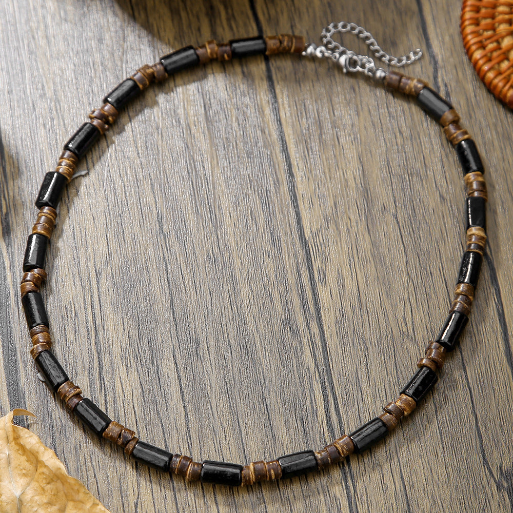 Wholesale Summer Beach Bohemian Wood Chip nut Shell Necklace