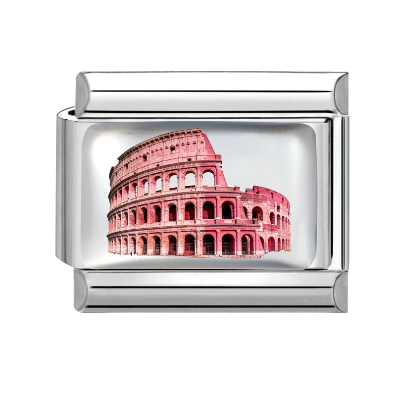 Wholesale Italian Style Travel Landmark Stainless Steel DIY Bracelet Module Fashion Accessory