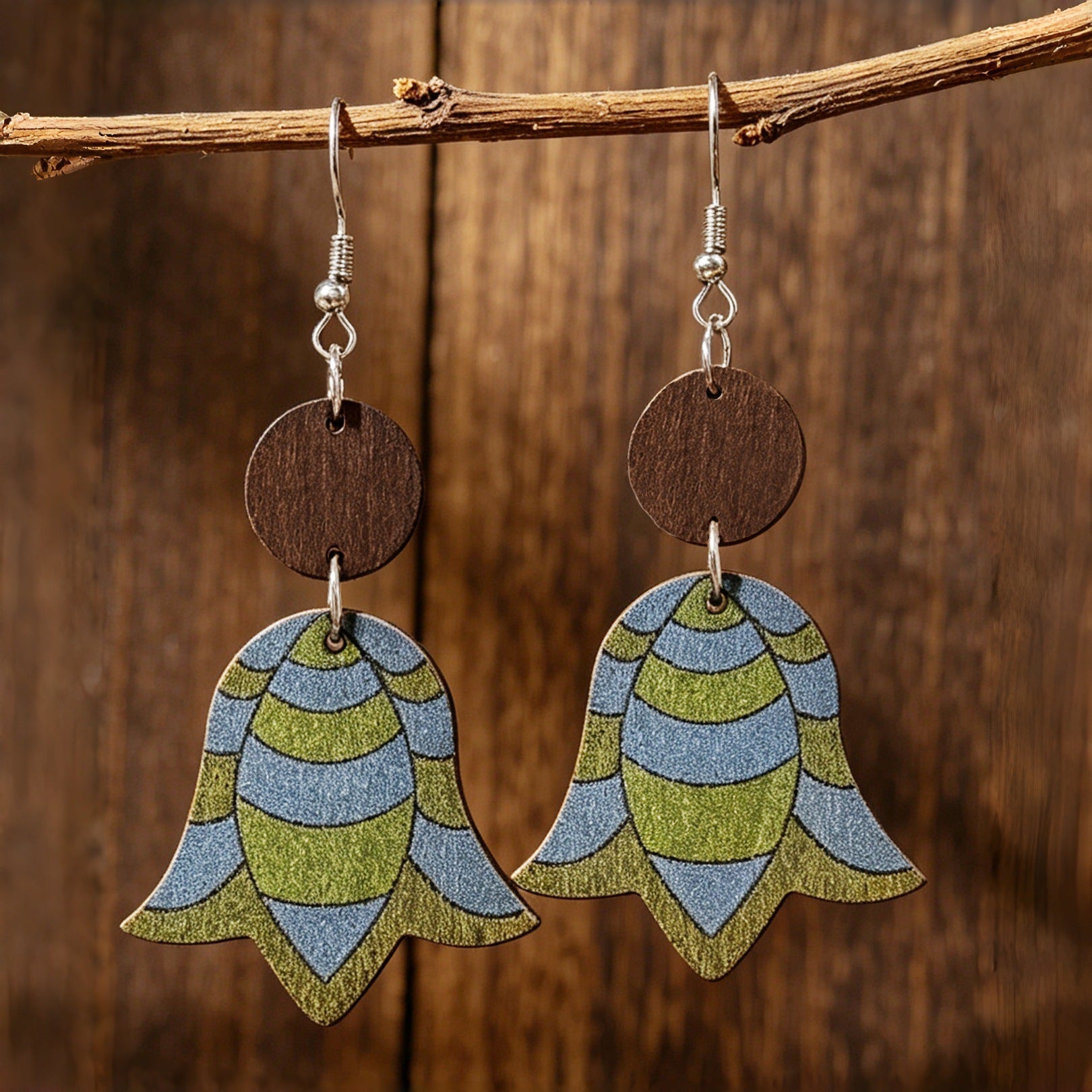 Wholesale Wooden Double Layer Lily Of The Valley Drop Earrings Vacation Style Floral Jewelry Fashion Accessory Gift Boutique Resale