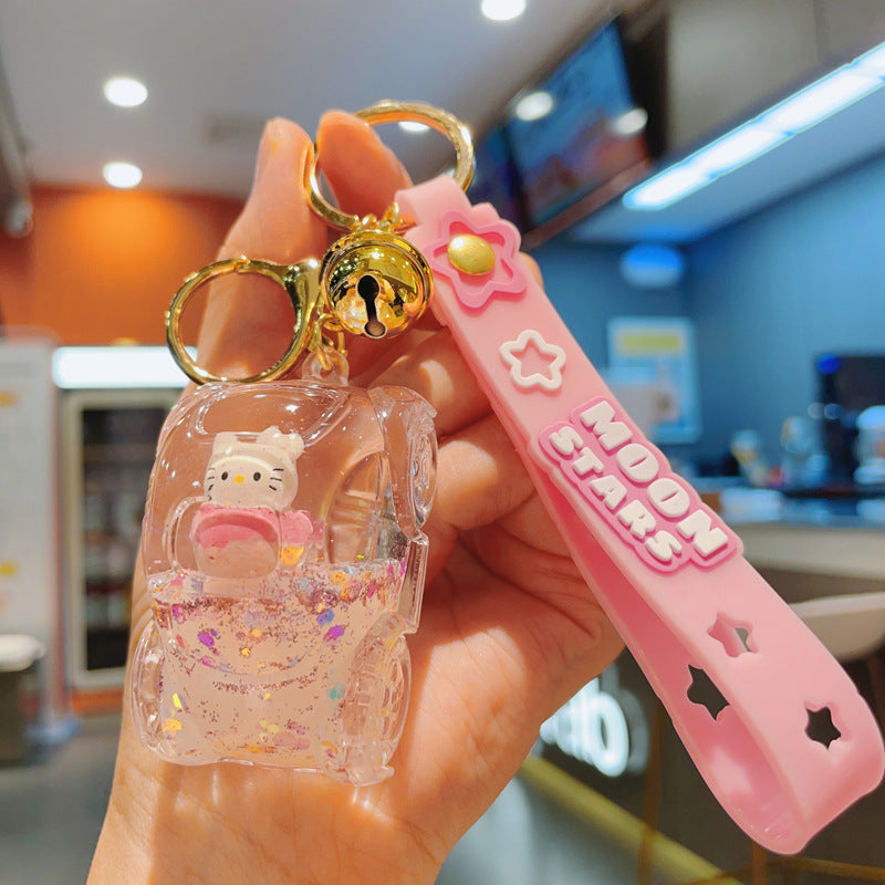 Wholesale cartoon quicksand car  keychain cute coolomi drifting bottle key chain ACCVIP