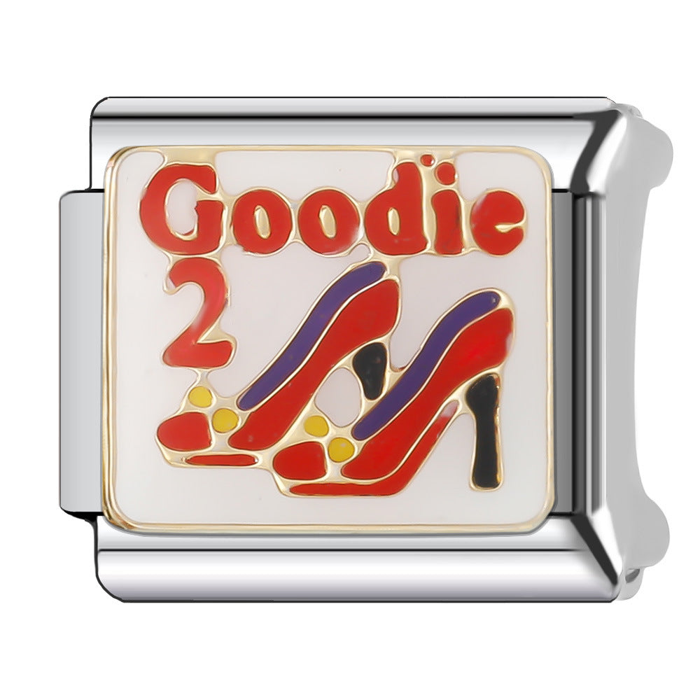 Wholesale Italian Charm Bracelet 9mm DIY Splicing English Series Stainless Steel Composable Bracelet