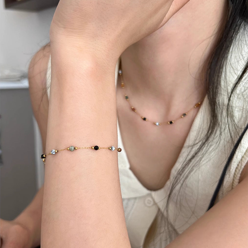 Wholesale Stylish Geometric Bracelet Colorful Stone Beads Zinc Alloy Women S Fashion Jewelry Accessory