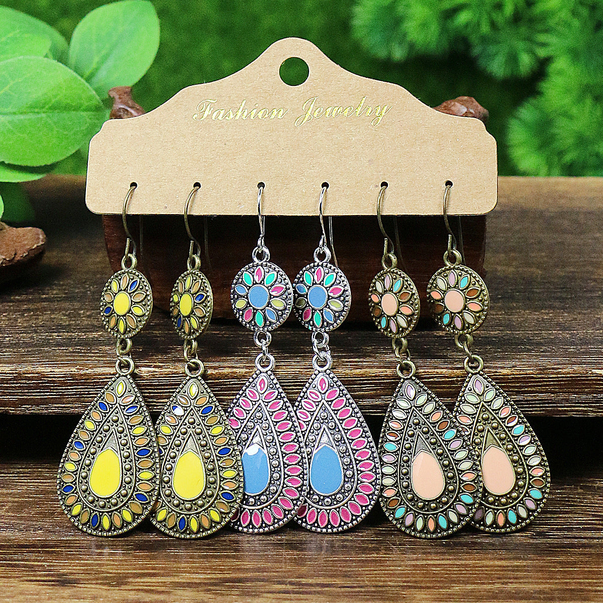 Wholesale Bohemian Handmade Tassel Flower Hollow Vintage Alloy Earrings ACC-ES-MoMo005