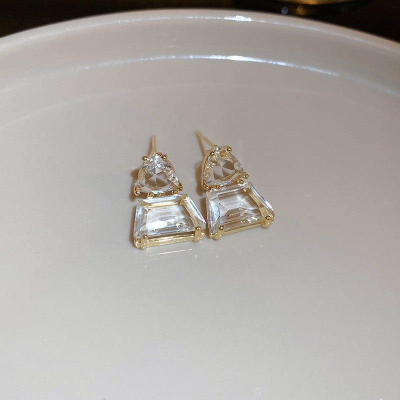 Wholesale Silver Needle Diamond Flower Geometric Earrings ACC-ES-BY003