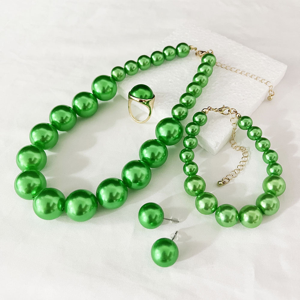 Wholesale Elegant Korean Pearl Necklace Earrings Set Bridal Jewelry Accessory Trendy Gift For Women Resale