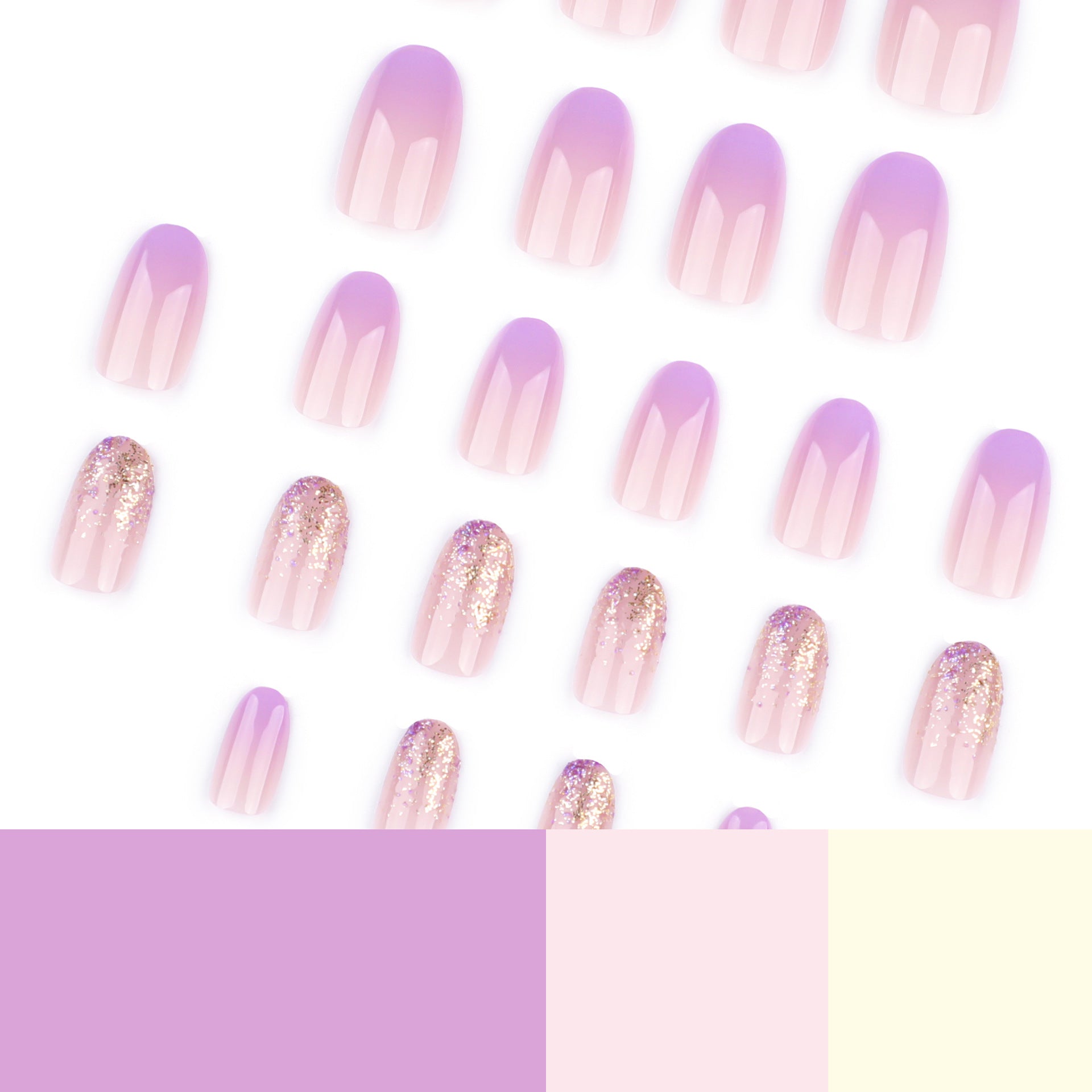 Wholesale 24 Pieces/box Purple Gradient Nails Kits Nail Stickers