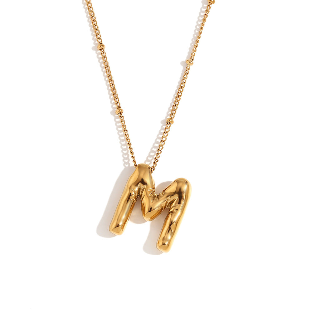 Wholesale Stainless Steel Plated 18K Gold Lettered Pendant Necklace ACC-NE-Mengj002