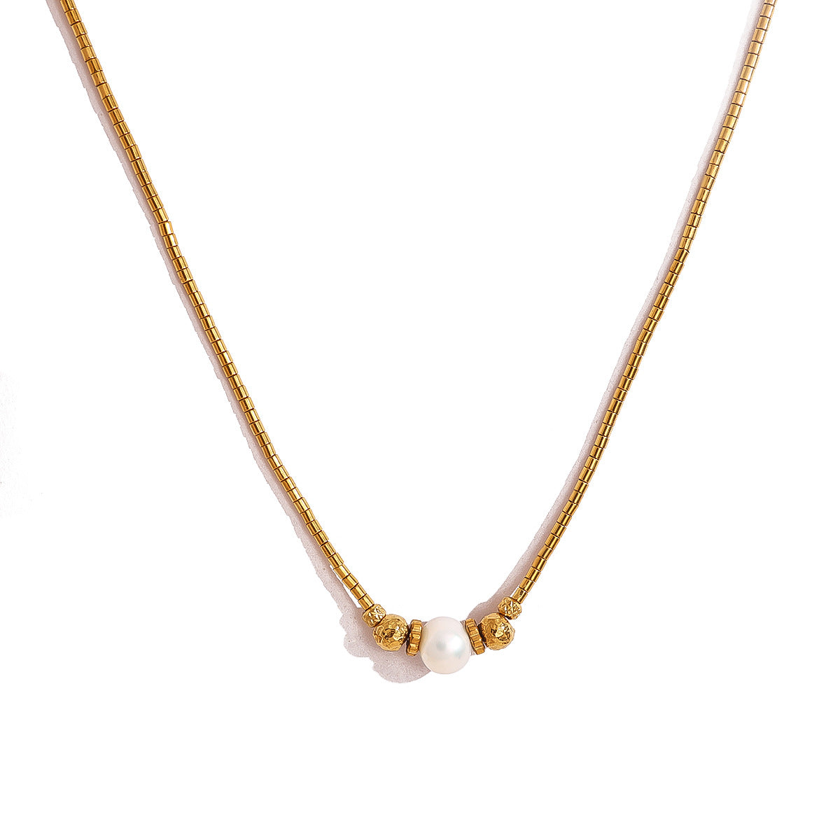 Wholesale Titanium Steel Light Luxury  Pearl Necklace  Clavicle Chain