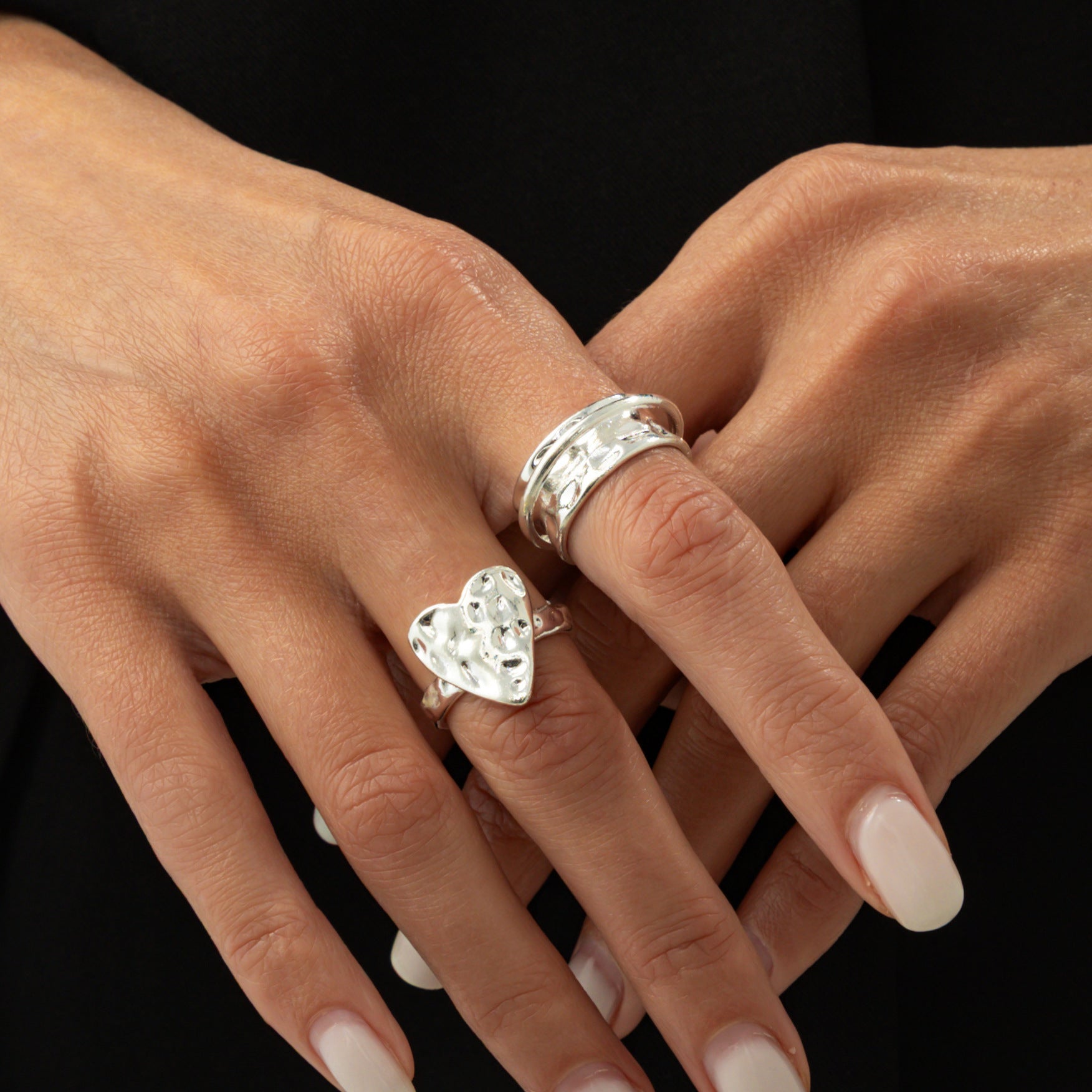 Wholesale Liquid Metal Pleated Wide Ring