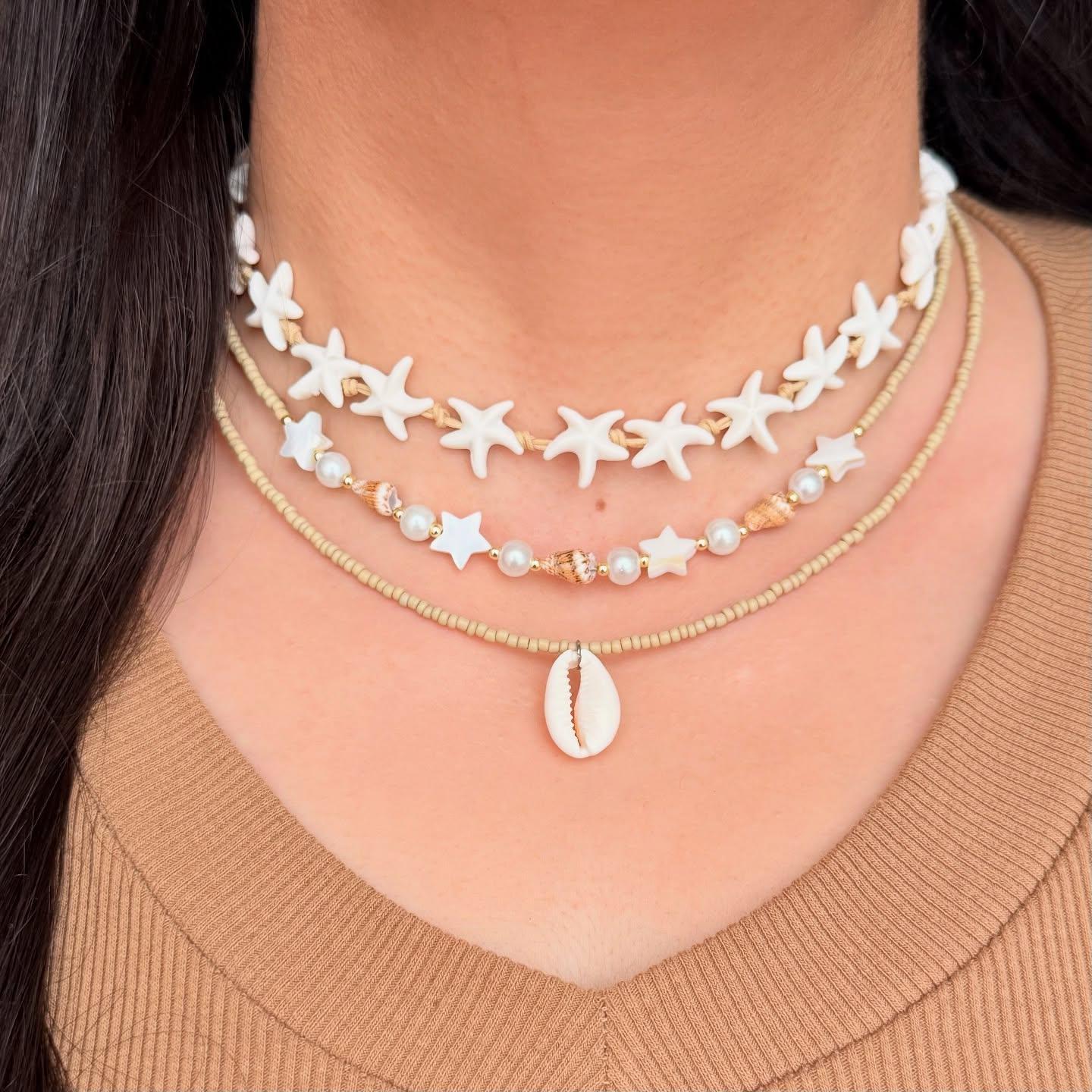 Wholesale Starfish and conch shell necklace