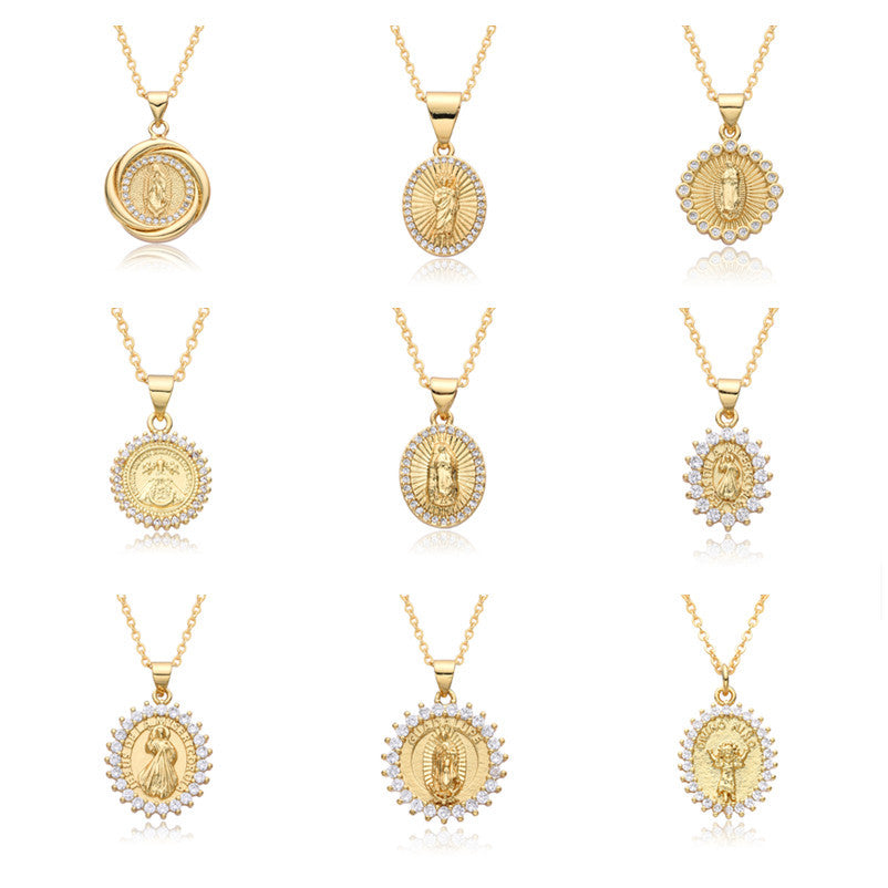 Wholesale  fashion  religious copper micro inlaid zircon pendant  necklace